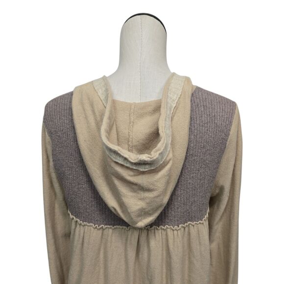 Free People‎ Peasant Cardigan Sweater Size Small Beige Brown Button Up Bohemian - Picture 10 of 11